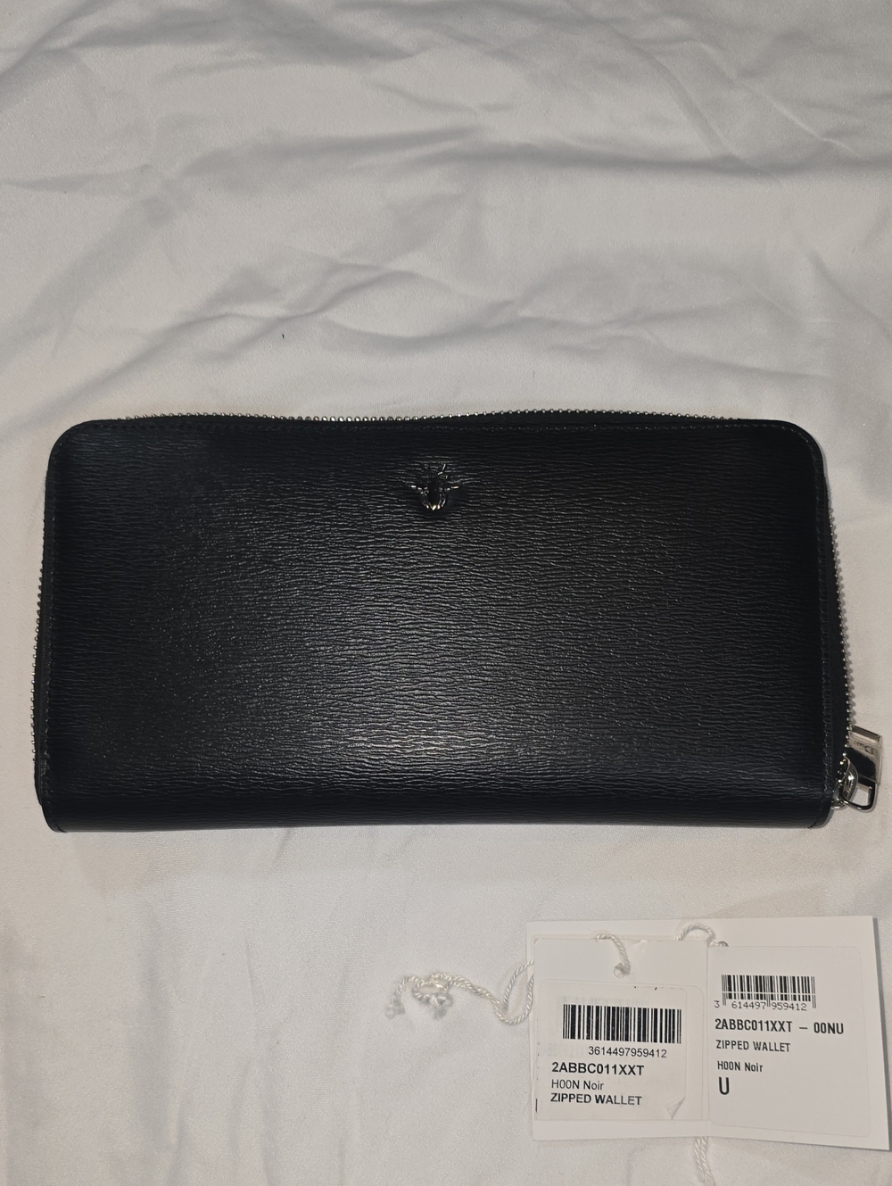 Dior Men Bee Signature Textured Calfskin Zip-Around Long Wallet